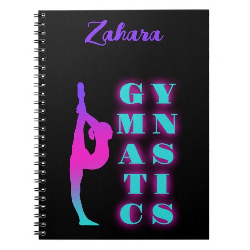 Gymnastics Purple Pink Turquoise Ombre Notebook