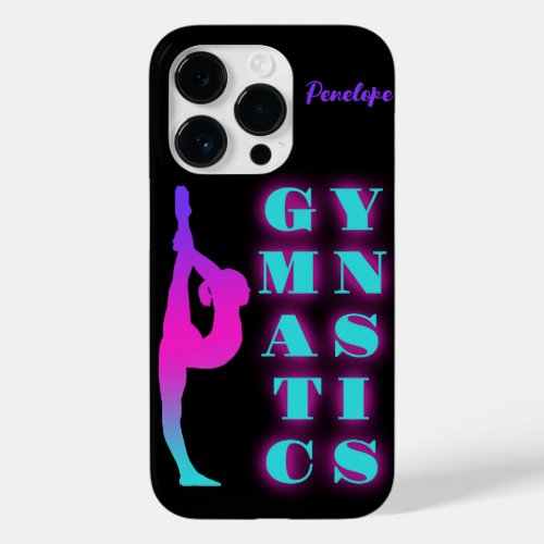 Gymnastics Purple Pink Turquoise Ombre Personalize Case_Mate iPhone 14 Pro Case