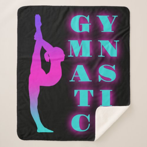 Gymnastics Purple Pink Turquoise Ombre Sherpa Blanket