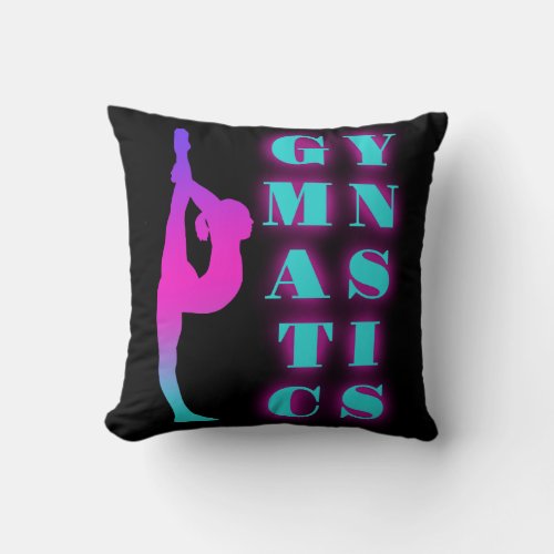 Gymnastics Purple Pink Turquoise Ombre Throw Pillow