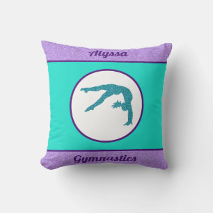 Gymnastics Purple / Turquoise Throw Pillow