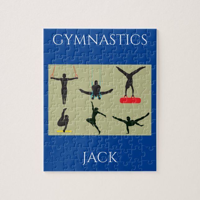 "GYMNASTICS puzzle for boys with personalized name (Vertical)