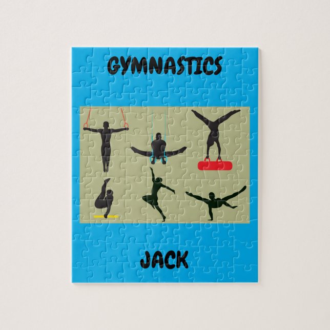 "GYMNASTICS puzzle for boys with personalized name (Vertical)