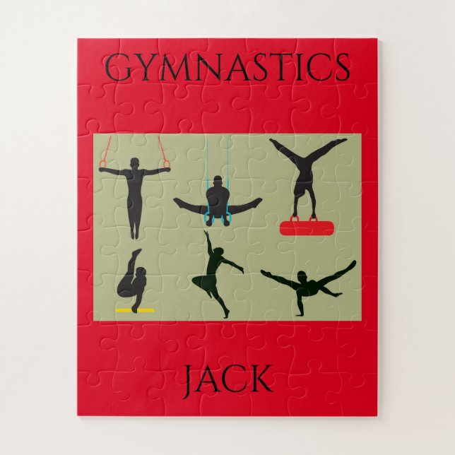 "GYMNASTICS puzzle for boys with personalized name (Vertical)