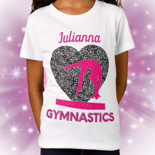 Gymnastics Queen of the Beam and Hearts  T_Shirt