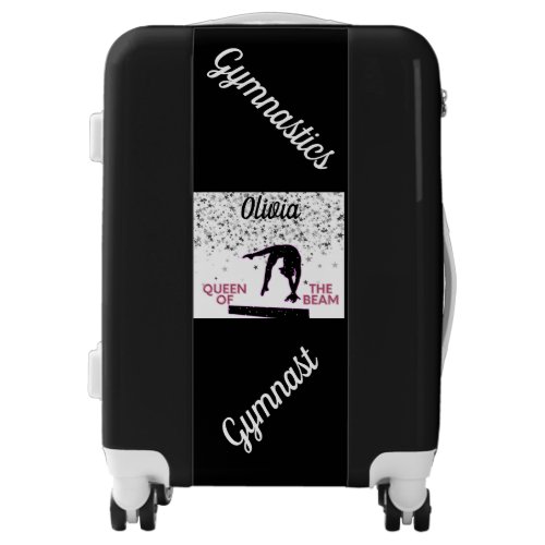 Gymnastics Queen of the Beam Silver Stars Luggage