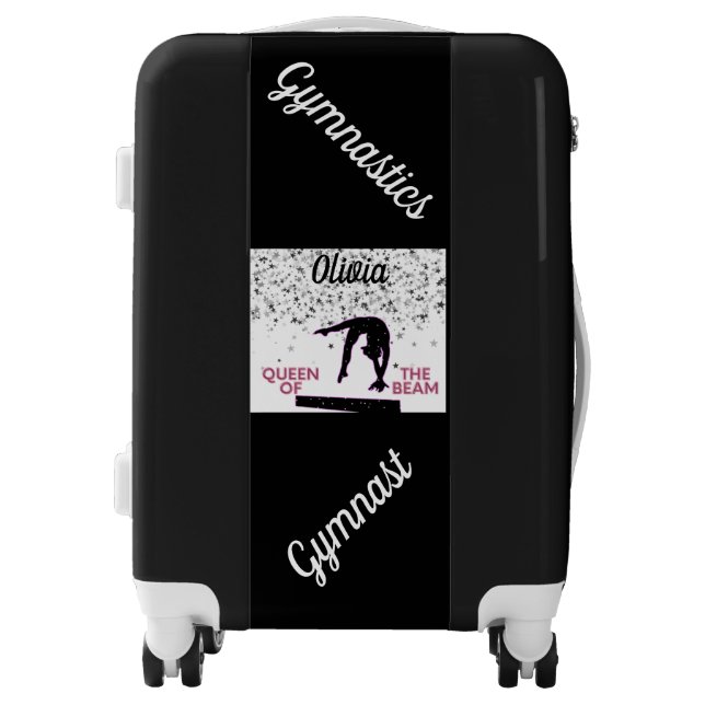 Gymnastics Queen of the Beam Silver Stars Luggage (Front)