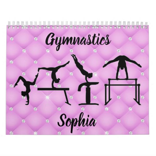 Gymnastics Quilted Lilac Purple Faux Rhinestone Calendar