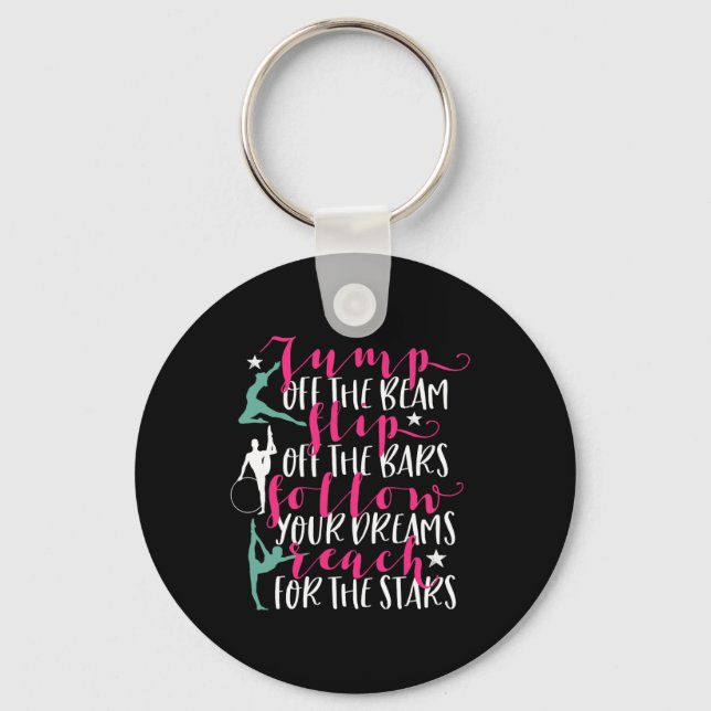 Gymnastics Quote Girl Gymnast Flip Off The Bar Keychain (Front)