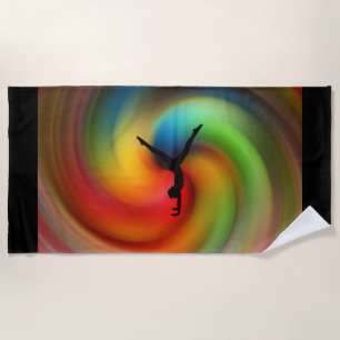 Gymnastics rainbow beach towel. towel