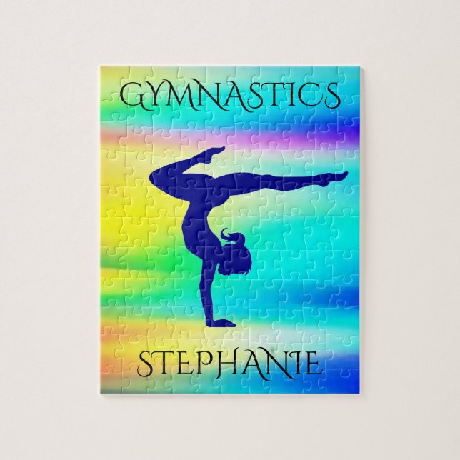 Gymnastics rainbow gymnast puzzle. Personalized. Jigsaw Puzzle (Vertical)