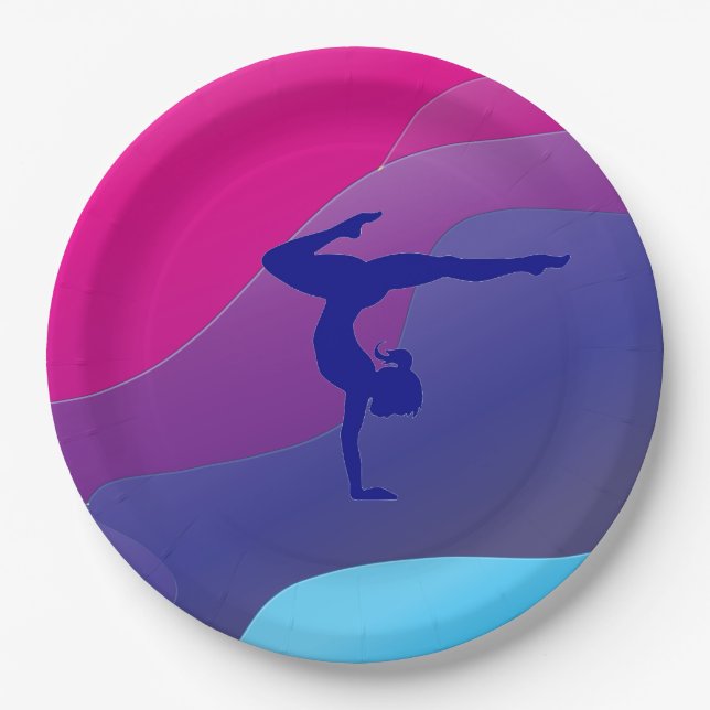 Gymnastics rainbow party paper plates. plates (Front)