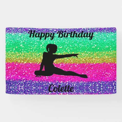 Gymnastics Rainbow Sparkle Birthday Banner