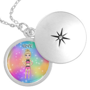 GYMNASTICS RAINBOW & STARS LOCKET FOR KIDS  NECKLACE