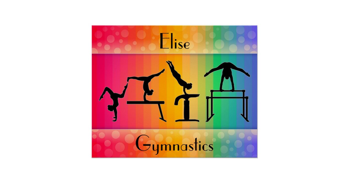 Gymnastics Rainbow w/ Girls Gymnastics Events Poster Zazzle