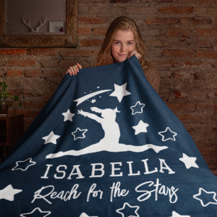Gymnastics Reach for the Stars Monogram Name Fleece Blanket