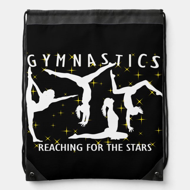 Gymnastics Reaching For The Stars Drawstring Bag (Front)