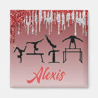 Gymnastics Red and Silver Glitter Drip Ombre