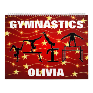 Gymnastics Red / Gold Stars Calendar