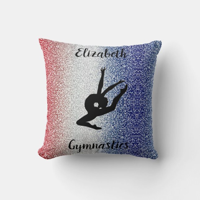 Gymnastics Red, White & Blue Sparkle Custom Throw Pillow (Front)