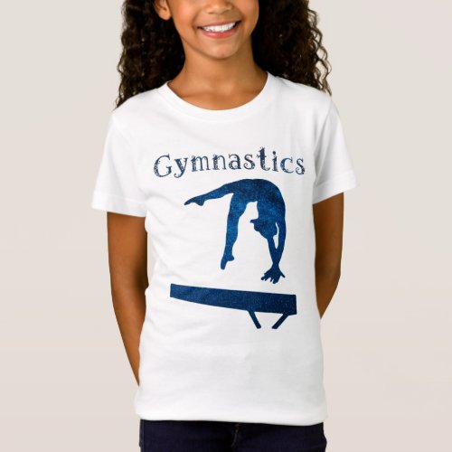 Gymnastics Royal Blue Balance Beam Vine Font T_Shirt