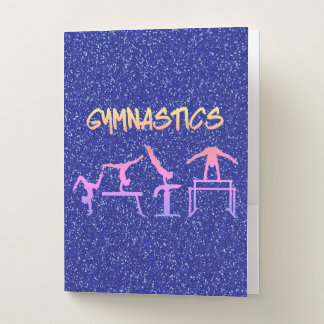 Gymnastics Royal Blue Glitter Personalized Pocket Folder