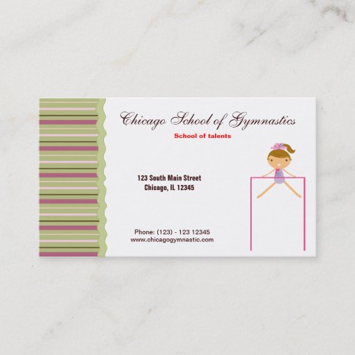 Customizable Gymnastics School Business Card Templates