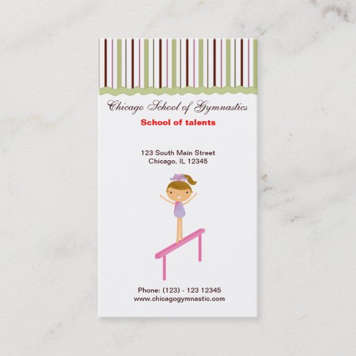 Gymnastics School Business Card