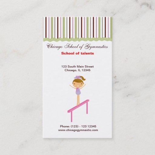 Customizable Gymnastics School Business Card