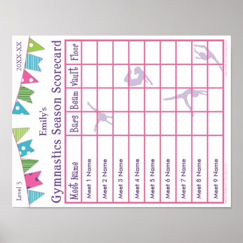 Gymnastics Season Meet Scorecard Poster 9