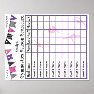 Gymnastics Season Meet Scorecard Poster 9 AA 2