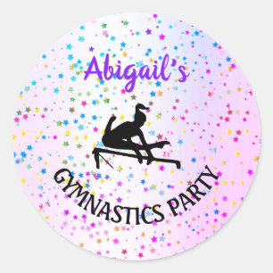 Gymnastics Shades of Color and Stars All Over Classic Round Sticker