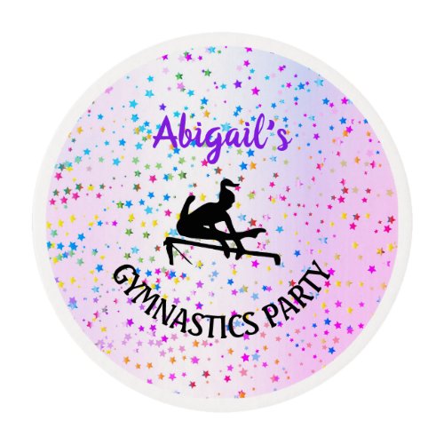 Gymnastics Shades of Color and Stars All Over Edible Frosting Rounds
