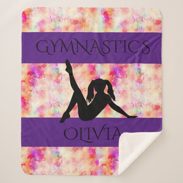 GYMNASTICS SHERPA BLANKET. Personalized name. Blanket (Front)