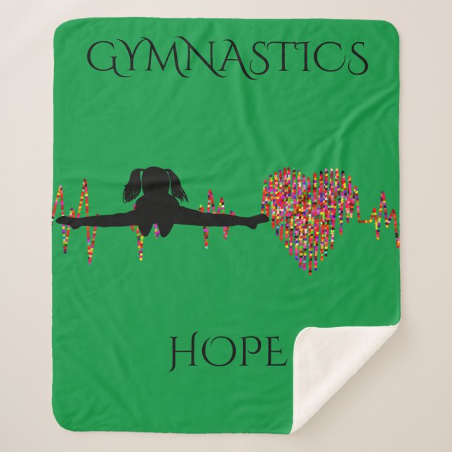 Gymnastics sherpa blanket with personalized name. (Front)