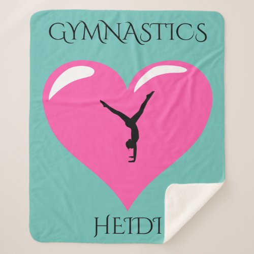 Gymnastics sherpa blanket with personalized name