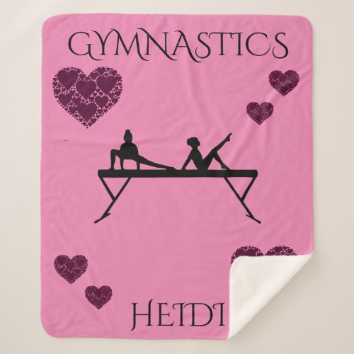 Gymnastics sherpa blanket with personalized name