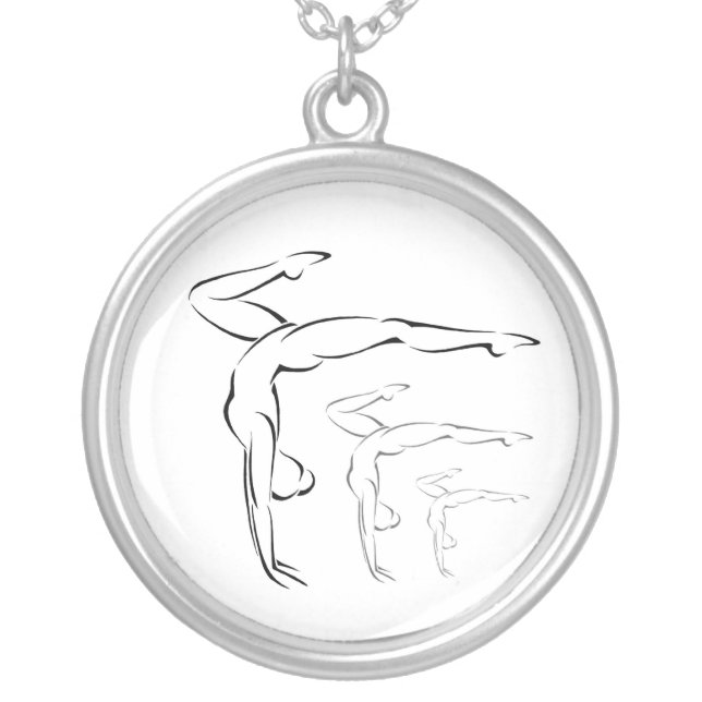 Gymnastics Silver Plated Necklace (Front)