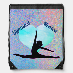Gymnastics Silver Sparkle Hologram  Drawstring Bag