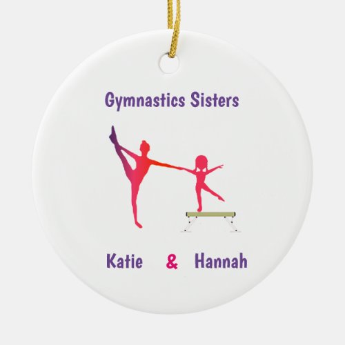 Gymnastics Sisters Ceramic Ornament