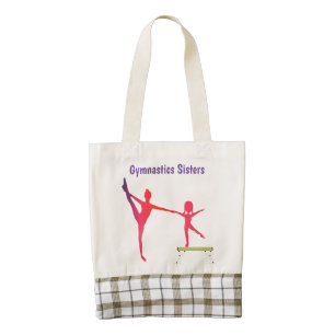 Gymnastics Sisters Personalized Zazzle HEART Tote Bag