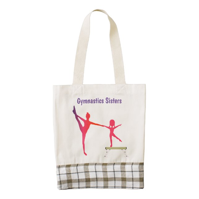 Gymnastics Sisters Personalized Zazzle HEART Tote Bag (Front)