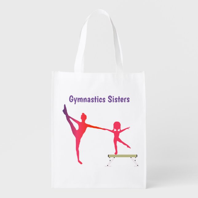 Gymnastics Sisters Reusable Grocery Bag (Front)