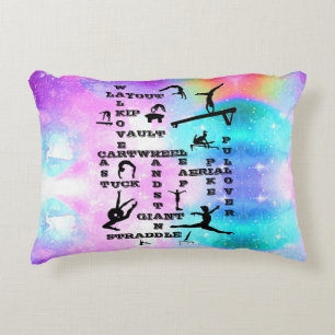 Gymnastics Skills Crosswords Accent Pillow w/ Name