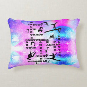 Gymnastics Skills Crosswords Accent Pillow w/ Name