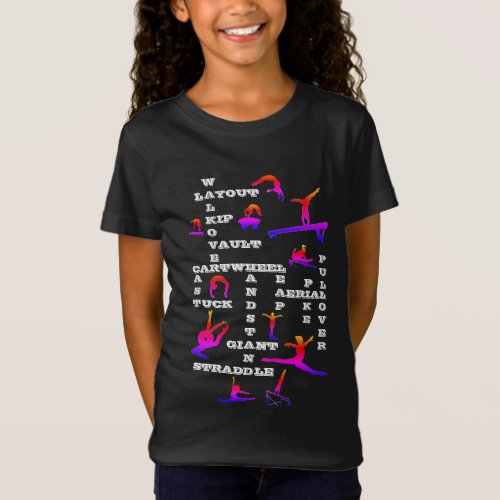 Gymnastics Skills Crosswords Rainbow Gymnast T_Shirt