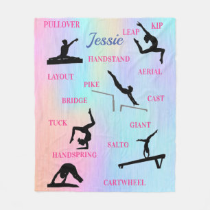 Gymnastics Skills Fleece Blanket w/ Name