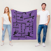 Gymnastics Skills Girls Purple Fleece Blanket