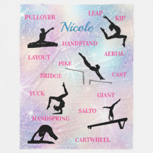 Gymnastics Skills Typography Fleece Blanket