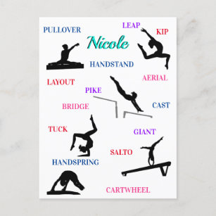 Gymnastics Skills Typography  Postcard